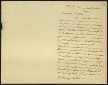 Letter sent by Murray, John to Schliemann, Heinrich, 1882