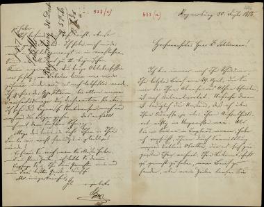 Letter sent by Schels, August to Schliemann, Heinrich, 1875