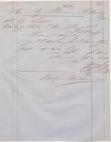Letter sent by Belfour Ellah Rainals & Co. to Schliemann, Heinrich, 1855