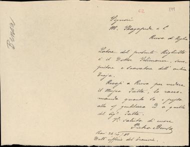 Letter sent by Bensa, Pietro to Shagapede, M. & Co. 1883