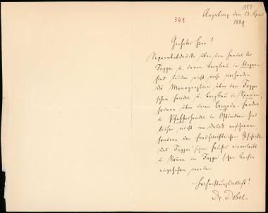 Letter sent by Dobel, ? to Schliemann, Heinrich, 1889
