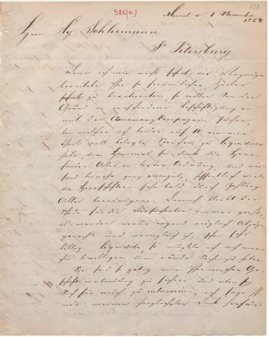 Letter sent by Laaser, H. to Schliemann, Heinrich, 1854