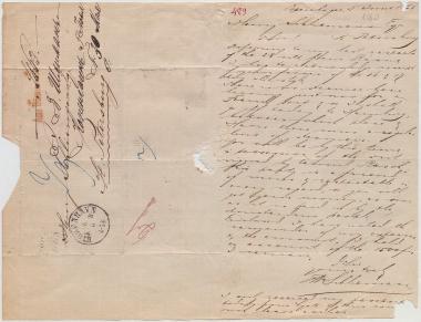 Letter sent by Schliemann, Ernst Wilhelm to Schliemann, Heinrich, 1863