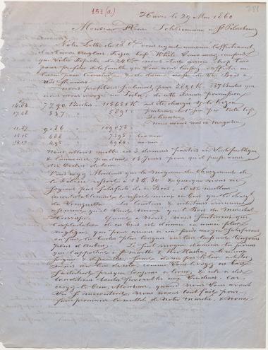 Letter sent by Langer, Wanner & Co. to Schliemann, Heinrich, 1860