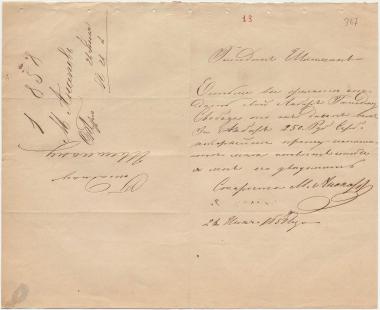 Letter sent by Anapov, M. to Schliemann, Heinrich, 1858