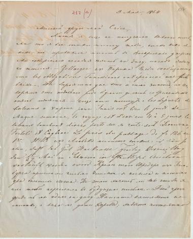 Letter sent by Schliemann, Ekaterina Pyotrovna to Schliemann, Heinrich, 1864