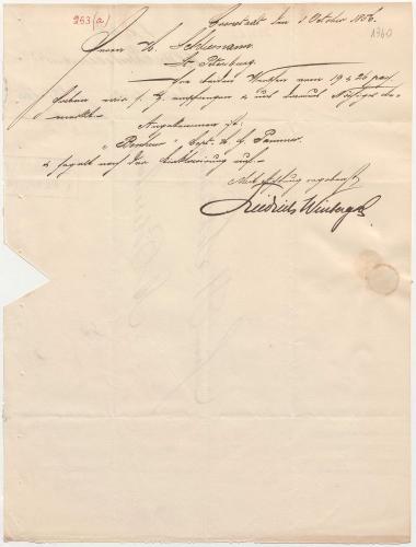 Letter sent by Winberg, Friedrich & Co. to Schliemann, Heinrich, 1856