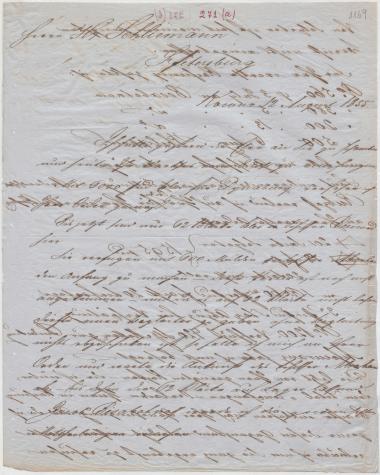 Letter sent by Adelson, Jacob to Schliemann, Heinrich, 1855