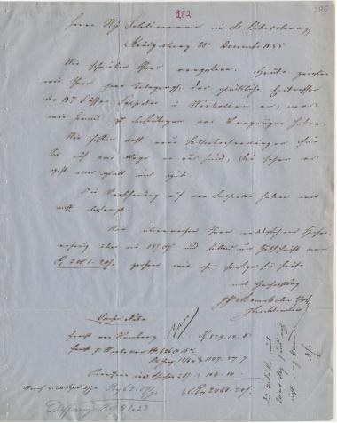 Letter sent by Cohn, Marcus & Son to Schliemann, Heinrich, 1855