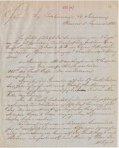 Letter sent by Adelson, Jacob to Schliemann, Heinrich, 1855