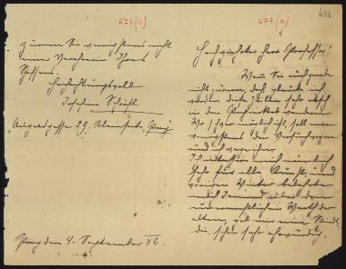 Letter sent by Schaufl, Johachim to Schliemann, Heinrich, 1886
