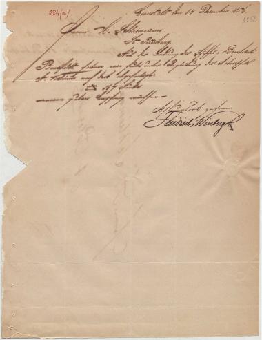 Letter sent by Winberg, Friedrich & Co. to Schliemann, Heinrich, 1856