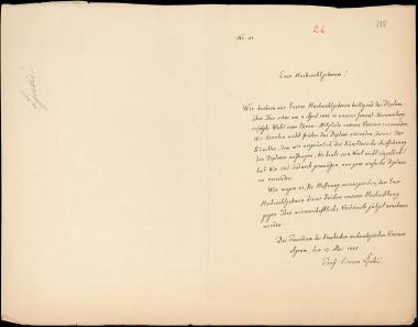 Letter sent by Ljubic, Simeon to Schliemann, Heinrich, 1885