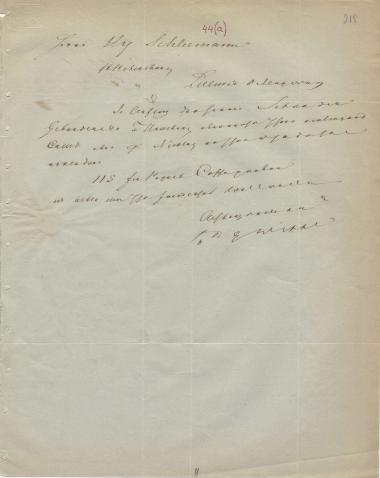 Letter sent by Witte, D. G. to Schliemann, Heinrich, 1849