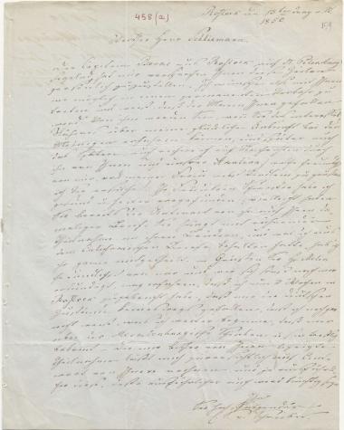 Letter sent by Schreiber, S. to Schliemann, Heinrich, 1850