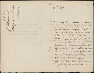Letter sent by Bianconi, Giuseppe G. to Schliemann, Heinrich, 1872
