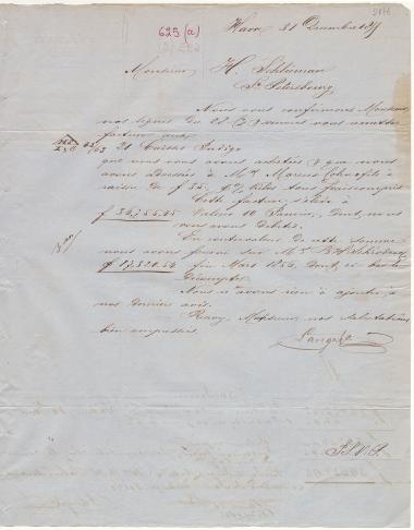 Letter sent by Langer, H. & Co. to Schliemann, Heinrich, 1855