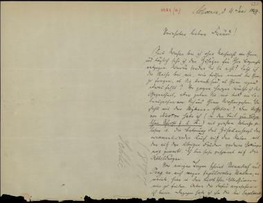 Letter sent by Schlie, Friedrich to Schliemann, Heinrich, 1877