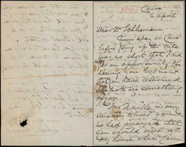 Letter sent by Grant, J. A. S. to Schliemann, Heinrich, 1888