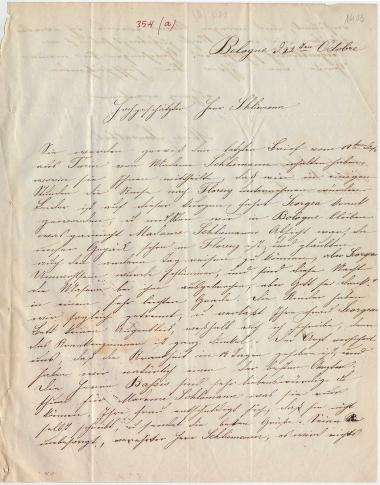 Letter sent by Loewenthal, Aline to Schliemann, Heinrich, 1862