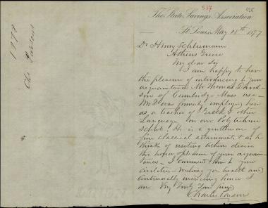 Letter sent by Parsons, Charles to Schliemann, Heinrich, 1877