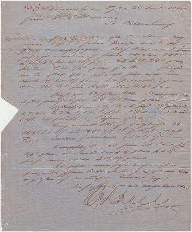 Letter sent by Scheele, William to Schliemann, Heinrich, 1860