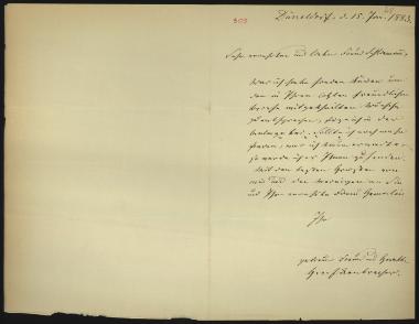 Letter sent by Eckenbrecher, G.  to Schliemann, Heinrich, 1883