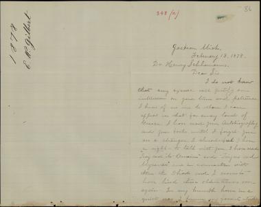 Letter sent by Gilbert, E. W. to Schliemann, Heinrich, 1878