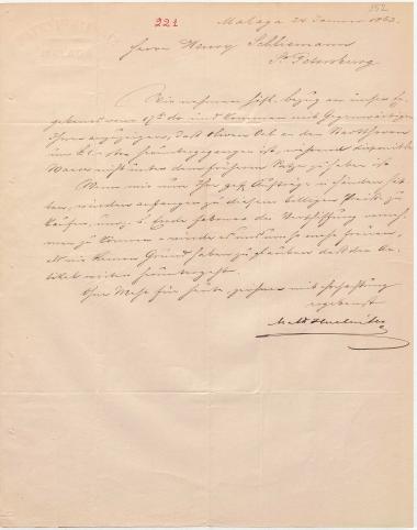 Letter sent by Huelin, Math. & Co. to Schliemann, Heinrich, 1863