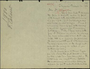 Letter sent by Calvert, Frank to Schliemann, Heinrich, 1880