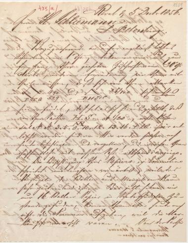 Letter sent by Mayer & Co. to Schliemann, Heinrich, 1856