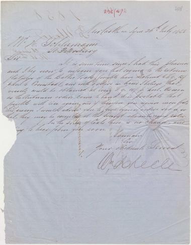 Letter sent by Scheele, William to Schliemann, Heinrich, 1858