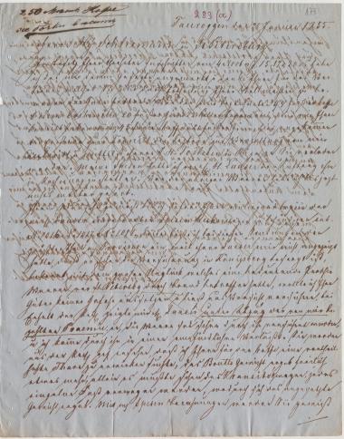 Letter sent by Hoerle, Johan David to Schliemann, Heinrich, 1855