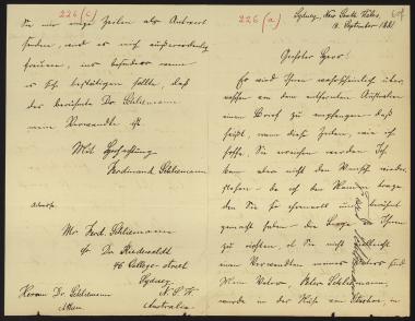 Letter sent by Schliemann, Ferdinand to Schliemann, Heinrich, 1881