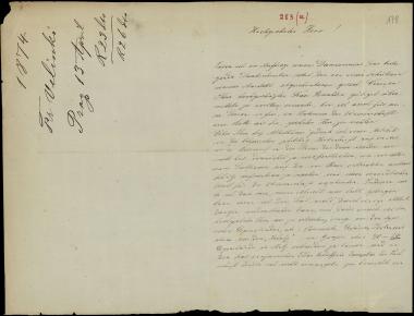 Letter sent by Velisski, Franz to Schliemann, Heinrich [1874]
