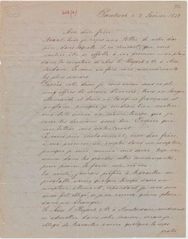 Letter sent by Schliemann, Ernst Wilhelm to Schliemann, Heinrich, 1858
