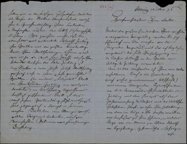 Letter sent by Wenzel, ? to Schliemann, Heinrich, 1876