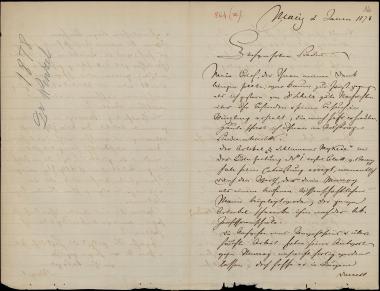 Letter sent by Wenzel, D. to Schliemann, Heinrich, 1878