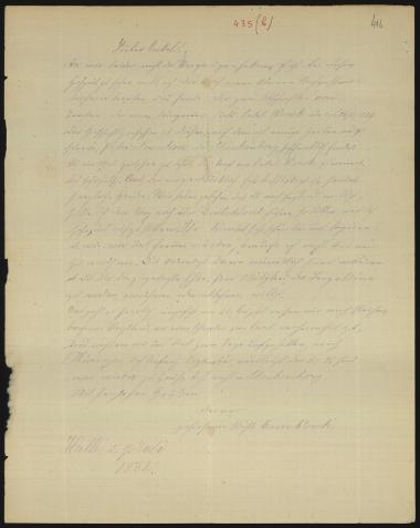 Letter sent by Wenck, Anna to Schliemann, Heinrich, 1882