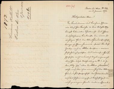 Letter sent by Kollet, Hermann to Schliemann, Heinrich, 1873