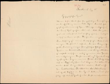 Letter sent by Bohm, Max to Schliemann, Heinrich, 1885