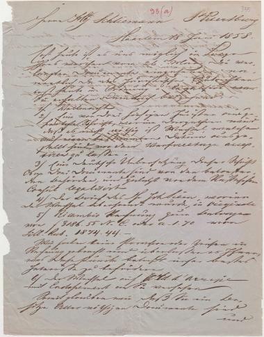 Letter sent by Kreelage, E. W. & Son to Schliemann, Heinrich, 1858