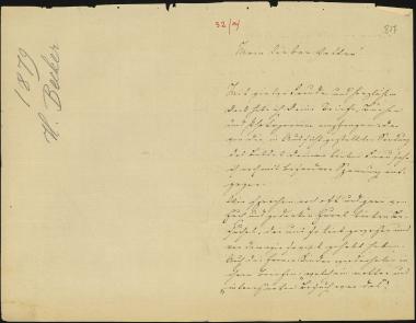Letter sent by Becker, Hans to Schliemann, Heinrich, 1879