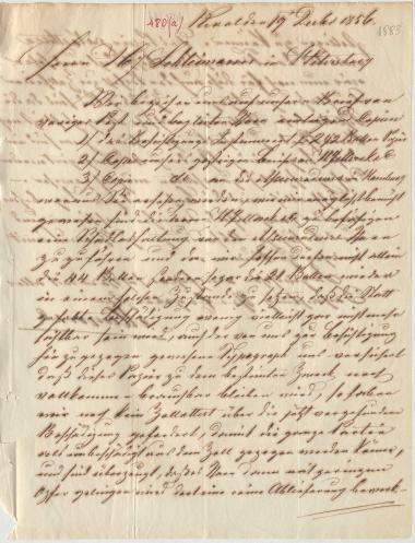Letter sent by Mayer & Co. to Schliemann, Heinrich, 1856