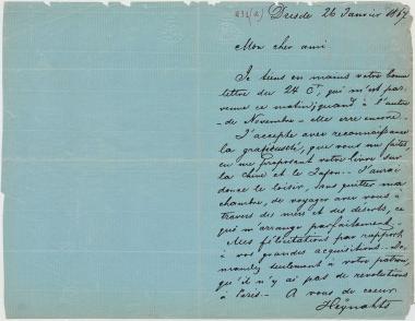 Letter sent by Heynahts, Peter Eduard to Schliemann, Heinrich, 1867