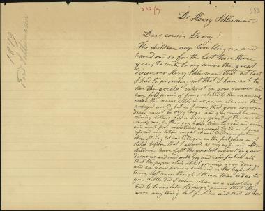 Letter sent by Schliemann, Ferdinand to Schliemann, Heinrich, 1879