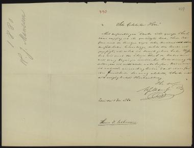 Letter sent by Manssen, W. J. to Schliemann, Heinrich, 1880