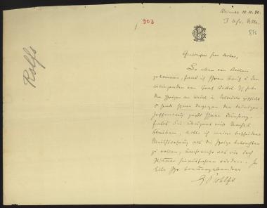 Letter sent by Rohlfs, Gerhard to Schliemann, Heinrich, 1880