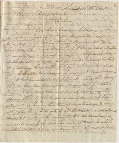 Letter sent by Perkins, Smith & Mullens to Schliemann, Heinrich, 1853