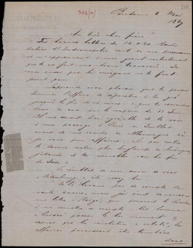 Letter sent by Schliemann, Ernst Wilhelm to Schliemann, Heinrich, 1869